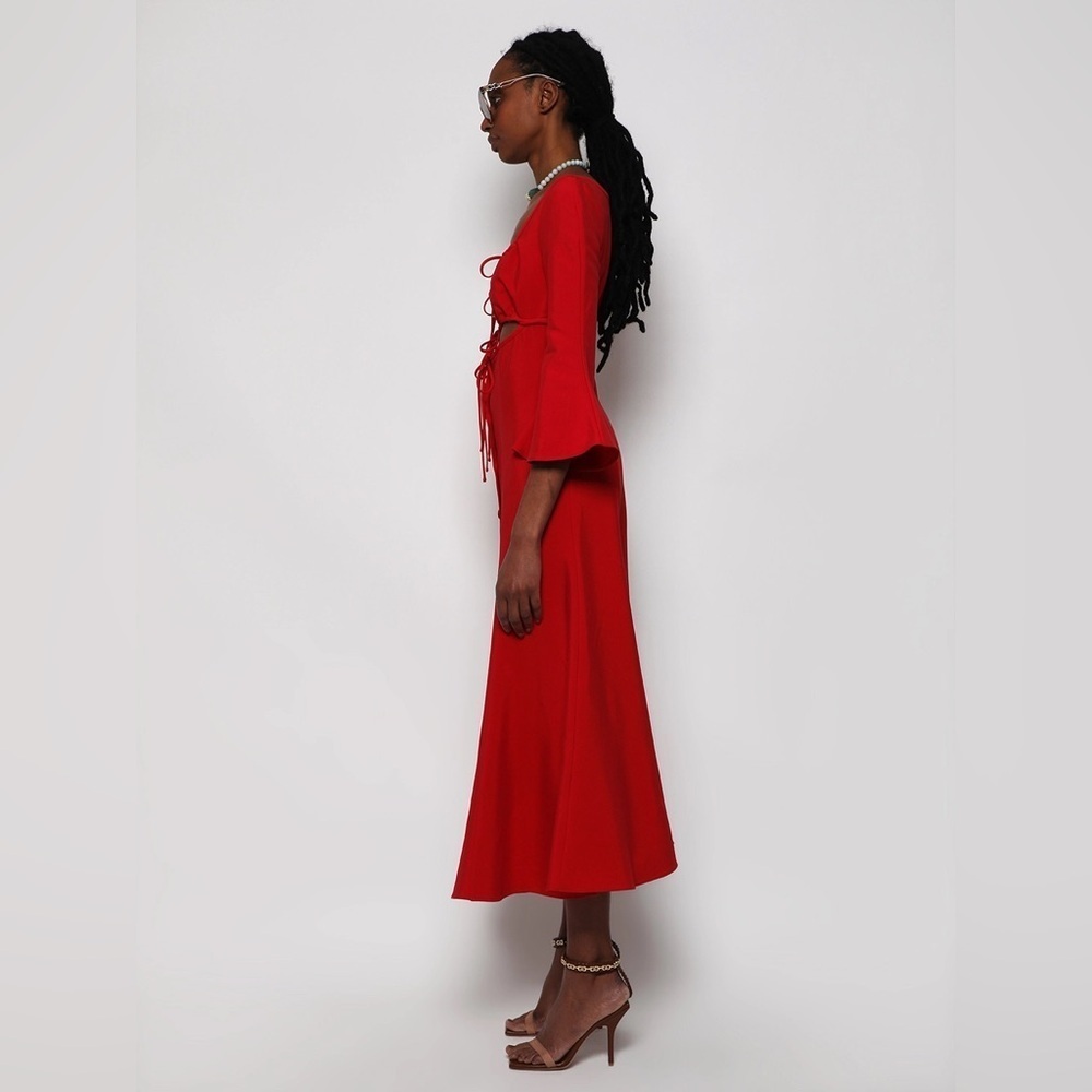 ROSIE ASSOULIN Nautical By Nature Red Bell Sleeve Red Fest Dress Size 6 NWT - Picture 5 of 13
